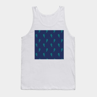 Leaf string repeat pattern, turquoise leaves in blue background Tank Top